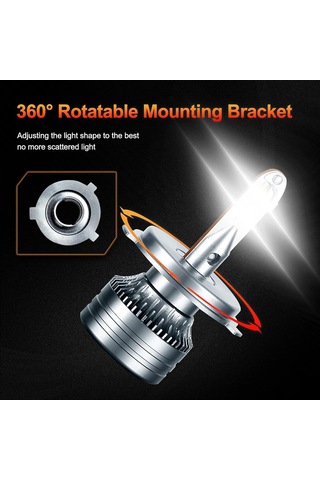 Reedark H4 Led Far Ampulü 3100lm 6000k Su Geçirmez 30w Araç Farı 2 Adet