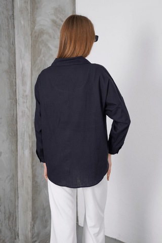 Paw Garage Kadın London Keten Tek Cepli Oversize Gömlek, Premium Kalite Keten Gömlek Siyah