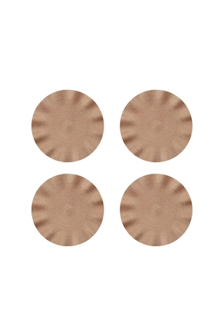 Ahşap Kulak Kenarı Batı Yemek Matı Masa Yağ Geçirmez, Şampanya Rengi Şampanya Rengi Şampanya