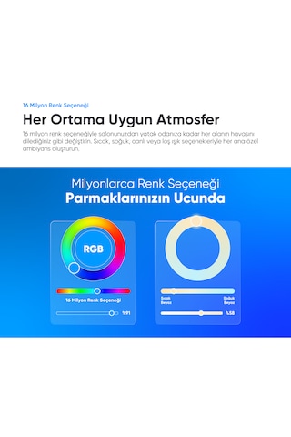 Şımart Akıllı Ampul Bluetooth 1100 Lümen Yüksek Parlaklık 16 Milyon Renk Seçeneği Beyaz - RGB