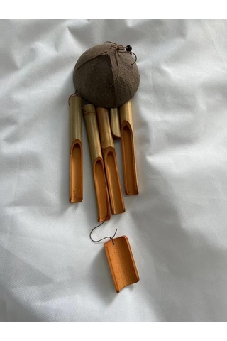 Doğal Hindistan Cevizi Kabuğu Bambu Rüzgar Zil Pastoral Stil Retro Basitlik El Yapımı Rüzgar Zil Evi Asma Dekorasyon El Sanatları