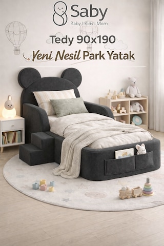 Luxury Tedyy Baza Ve Başlıklı Montessori Full Sünger Yatak Seti 90 x 190