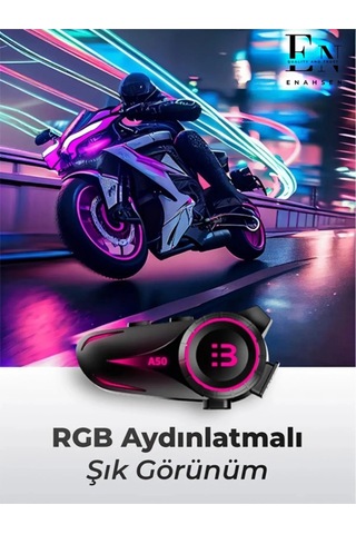Motosiklet İntercom Seti Yeni Sürüm Bluetooth V5.3 Rgb Kask Kulaklığı