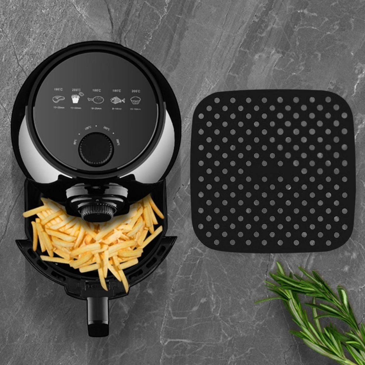 Eddie Siyah Isıya Dayanıklı Yıkanılabilir Silikon Fırın Ve Airfryer Kare Model Pişirme Matı 21,5 Cm Siyah