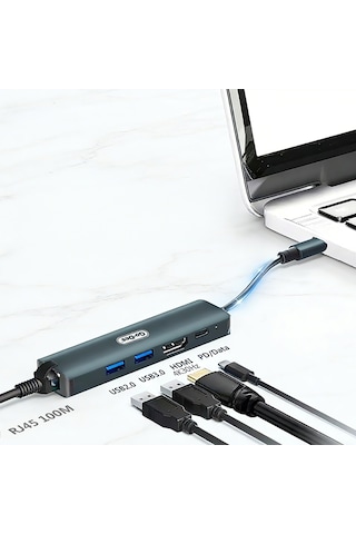 Go Des Gd-6873 Type-c To Hdtv 5in1 8k Dönüştürücü Adaptör Gri
