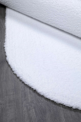 Vl Oval Comfort Overloksuz Beyaz Peluş Halı Beyaz Oval Overloksuz