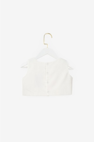 Le Mabelle Ekru Saten Kolsuz Kız Çocuk Crop Ekru