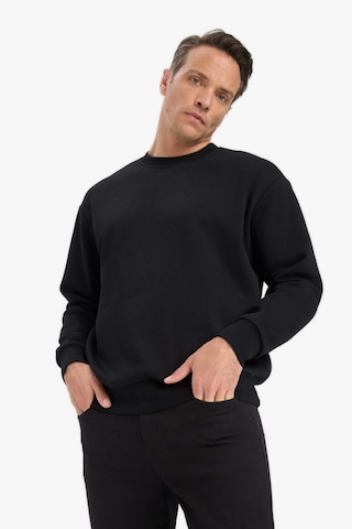 Defacto Relax Fit Bisiklet Yaka Kalın İçi Yumuşak Tüylü Basic Düz Sweatshirt T5139az25aubk81 Siyah