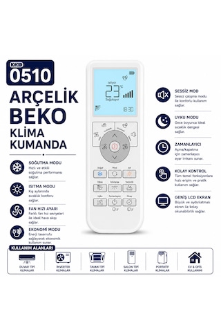 Arçelik Beko 0510 Lcd Ekranlı Klima Kumandası .