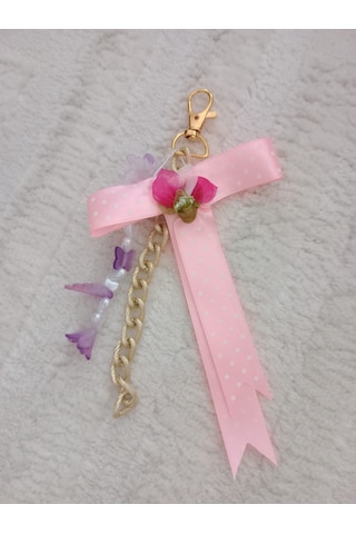 Wisheratelier Kurdela Detaylı Çanta Charmı Pembe