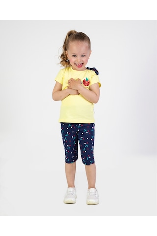 Harika Kids Kız Bebek Kaprili Kısa Kollu Apolet Baskılı Yazlık Basic Alt-üst Takım 6-24 Ay 001