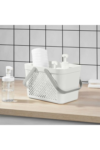 Ikea Rånen Kulplu Plastik Saklama Sepeti 13 X 22 X 16 Cm Beyaz - Siyah