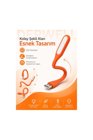 Esnek Usb Led Lamba Powerbank Laptop Ve Pc İçin Taşınabilir Gece Lambası Ve Kitap Okuma Işığı 5 Farklı Renk Seçeneği Mavi Kırmızı Turuncu