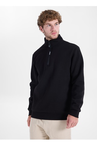 Jeep Dik Relaxed Düz Siyah Erkek Sweatshirt C4wm-swt4256
