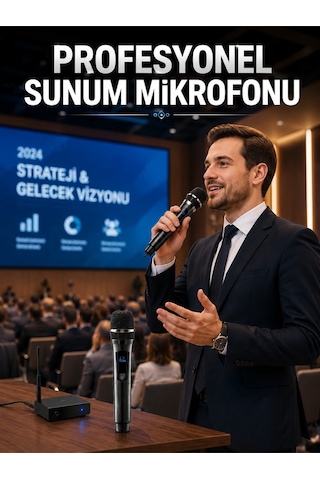 Kablosuz Çift Mikrofon Şarj Edilebilir Dijital Göstergeli -
