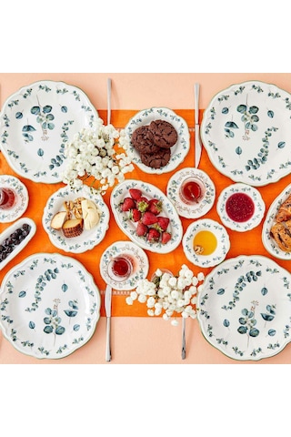 Bella Maison Ocaliptus Stoneware 26 Parça 6 Kişilik Kahvaltı Takımı Yeşil