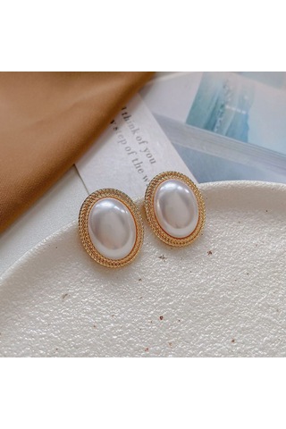 Geeksen "şık İnci Ve Kristal Küpe - Özel Günler İçin Zarif Aksesuar" Gold