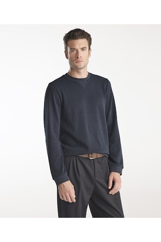 Yargıcı Bisiklet Yaka Uzun Kollu Sweatshirt Lacivert