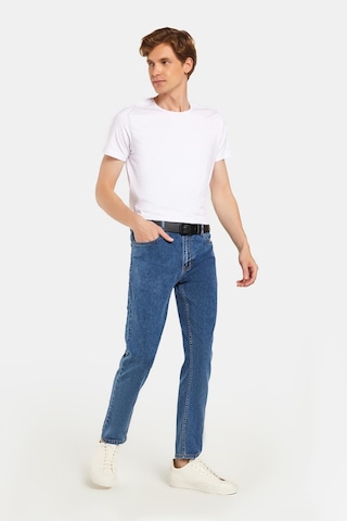 Tudors Erkek Slim Fit Yıkamalı Taşlamalı Esnek Kot Düz Paça Tapered Açık Mavi Pantolon-34828 Açık Mavi
