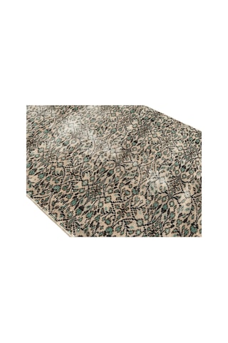 El Dokuma Eskitme %100 Yün Halı 100x192 Yeşil Krem Dekoratif Halı Yeşil