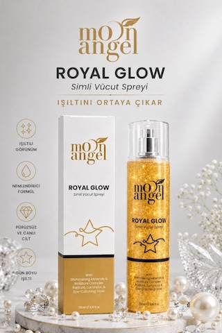 Royal Glow Simli Vücut Spreyi 250 Ml Nemlendirici Işıltılı Body Mist