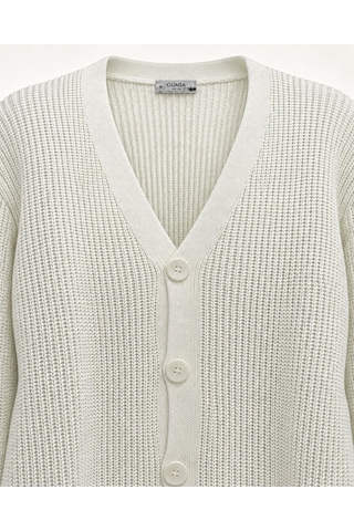 Classics Men Günsa Comfort Fit Erkek Tam Düğmeli Triko Ceket - 7833 Beyaz