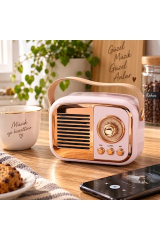 Retro Tasarım Bluetooth Hoparlörlü Radyo Taşınabilir Kablosuz Müzik Çalar, Usb/aux/tf Kart Destekli 85022779