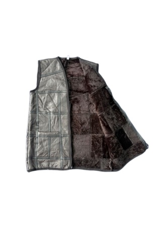 Ln Leather Özel Üretim Patchwork -süet Gerçek Deri Çocuk Yelek 5-6 Yaş Koyu Kahverengi