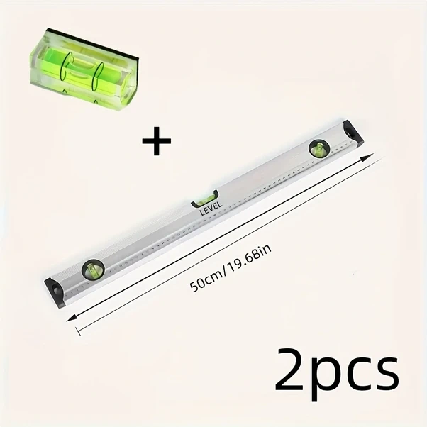 Willowhaven 2 Adet Manyetik Cetvel 50cm 4cm Kabarcık Terazi Hırdavat Yapı Malzemeleri