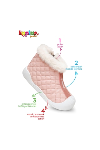 Kaptan Junior Kız Bebek Çocuk Botu Ortopedik İlkadım Kaymaz Taban Bmlk 650 Pembe