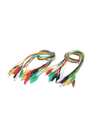 Skycity 20 Adet Renkli Siyah,kırmızı,yeşil,beyaz,sarı 50cm Uzunlukta Test Kablosu, İki Uçlu Alligator Klipsli Tamir Teli