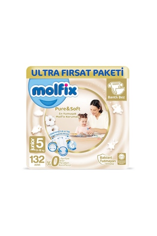 Molfix Pure&Soft Bebek Bezi 5 Numara Junior Ultra Fırsat Paketi 132 Adet