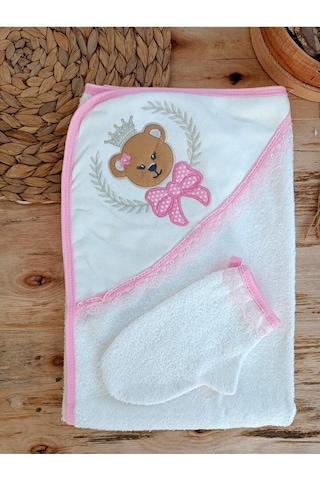 %100 Pamuklu & Başlıklı Bebek Banyo Havlusu - Ayıcık Nakışlı & Yumuşak Bebek Havlusu 0 - 4 Yaş