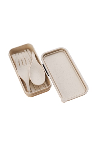 Çocuk Portatif Sofra Takımı Üç Parçalı Set-beyaz