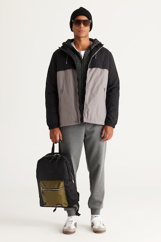 Ac&Co / Altınyıldız Classics Erkek Sıyah Grı Standart Fit Normal Kesim Dik Yaka Yan Cep Mont Siyah - Gri