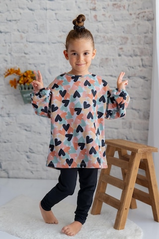 Zeyland Kız Çocuk Desenli Bluz Ve Tayt Takım-sıyah Siyah