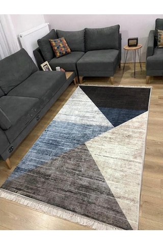 Vera Kaymaz Tabanlı Makinede Yıkanabilir Halı Kilim Yolluk Krem