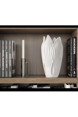 Lotus 3d Modern Tarz Dekoratif Vazo Beyaz
