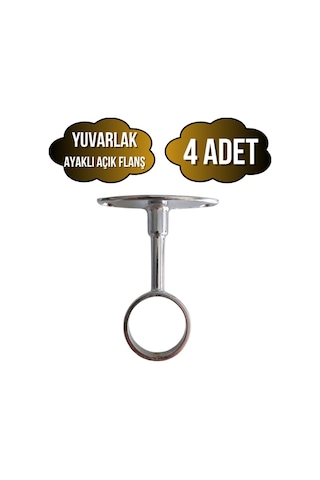 Yuvarlak Ayaklı Açık Askı Borusu Flanşı Mobilya Yuvarlak Boru Flanşı Metal Boru Çapı:25mm 4 Adet Krom