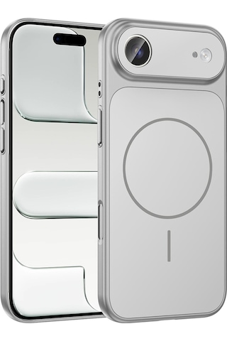 Apple Uyumlu iPhone 17 Air Kılıf Zore M-safe Şarj Özellikli Kamera Korumalı Formen Kapak Gümüş