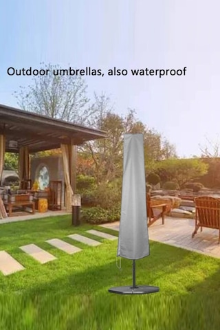 Nappe Gri Su Geçirmez Bahçe Şemsiye Koruma Örtüsü Plaj Çadırı Toz Yağmur Kir Önleyici Şemsiye Kılıfı