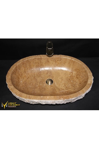 Noche Traverten Dikey Patlatma Lavabo