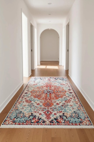 Blghome Vintage Modern Halı Dekoratif Kilim Kırmızı - Bej