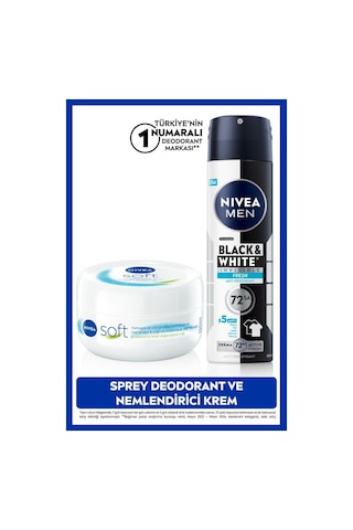 Nivea Deep Men Erkek Sprey Deodorant Black&White Invisible Fresh 150 ML + Nemlendirici Vücut Bakım Kremi 100 ML