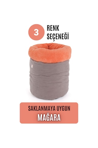 Modern Kedi Ve Köpek Mağara Yatağı, 80x60x3 Cm, Sakinleştirici Ve Konforlu, Serin Mat Kılıfı İle Şeftali