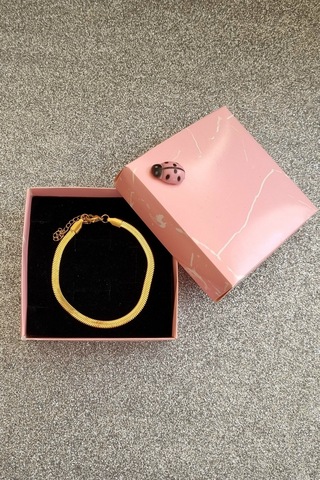 Trade Bazaar İtalyan Yassı Zincir 316l Çelik Gold Renk Bileklik