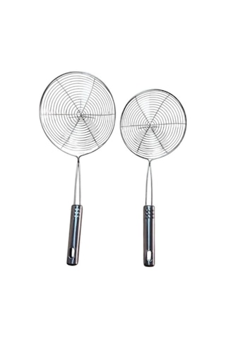Kitchen Design Lab Metal Saplı Kevgir Seti, 18-16 Cm Çap, 2'li Set, Gri Diğer