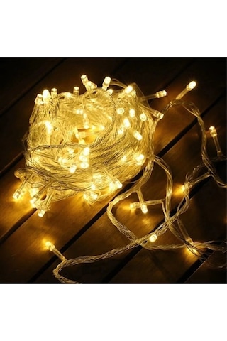 Yılbaşı Aydınlatması 100 Led Perde Hortum Sıcak Beyaz Işık - 10 Metre Dekoratif Şeffaf Kablolu Süs Çok Renkli