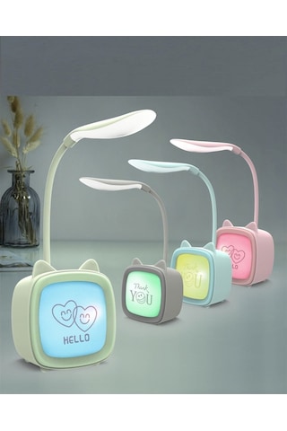 Tv Tasarımlı 2 Kademeli Şarjlı Masa Lambası Gri