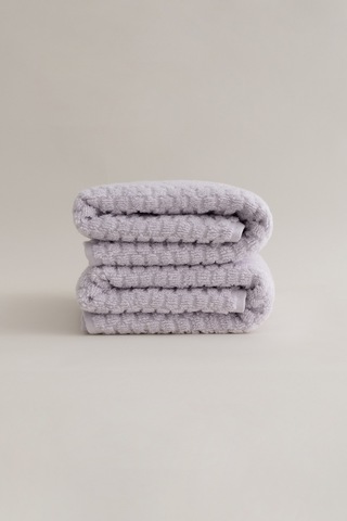 Ivory Lila Kabartma Dokulu Mikro Fiber %100 Pamuk 2li El Yüz Havl Lila